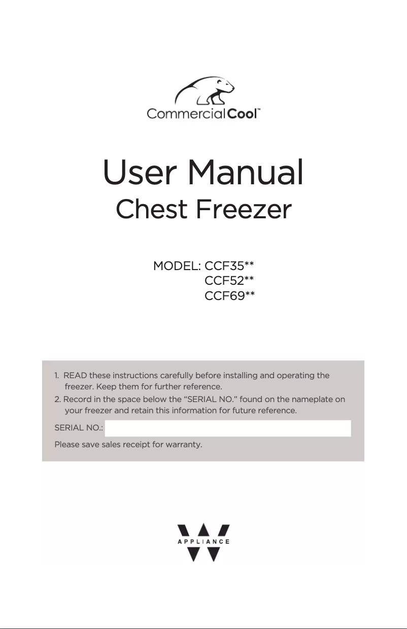 Página 1 del manual Manual de usuario Commercial Cool CCF69W