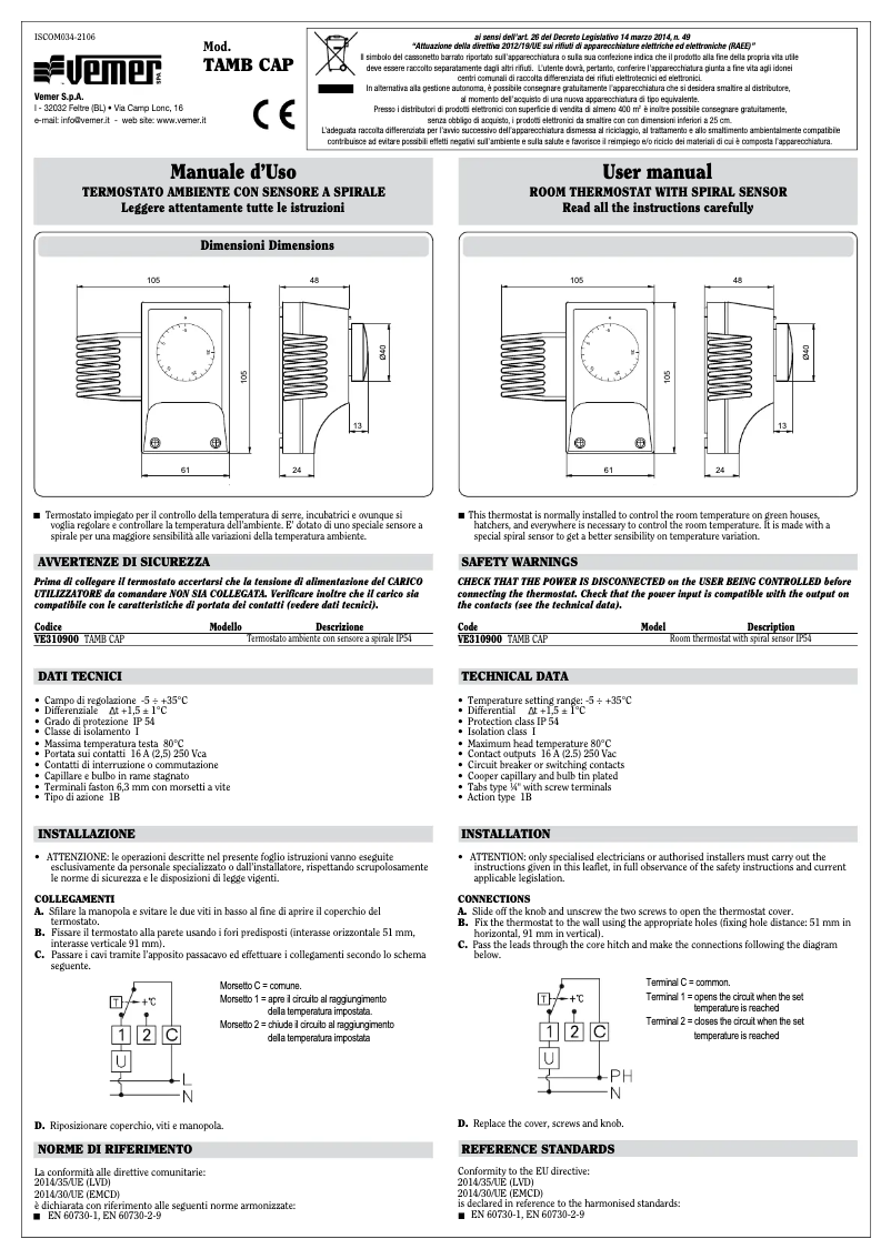 Página 1 del manual Manual de usuario Vemer TAMB cap
