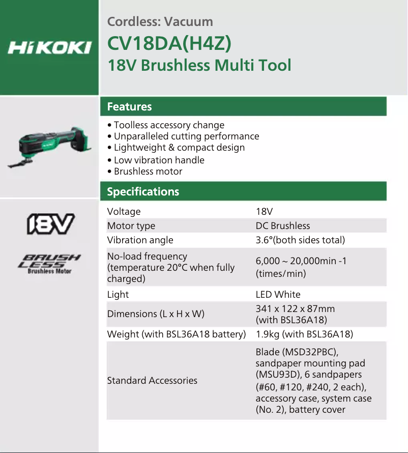 Imagen de la primera página del manual del dispositivo CV 18DA