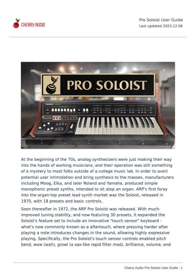 Imagen de la primera página del manual del dispositivo Pro Soloist