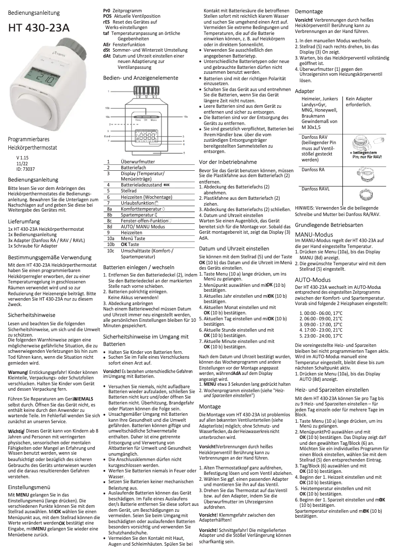 Página 1 del manual Manual de usuario Olympia HT 430-23A