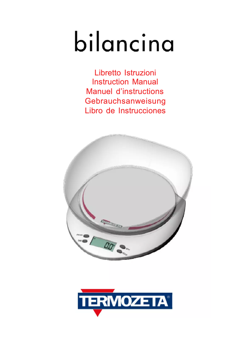 Imagen de la primera página del manual del dispositivo Bilancina Verde