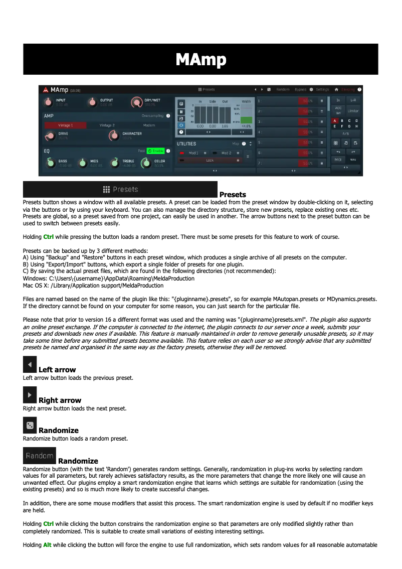 Página nº 1 - Manual de usuario MeldaProduction MAmp