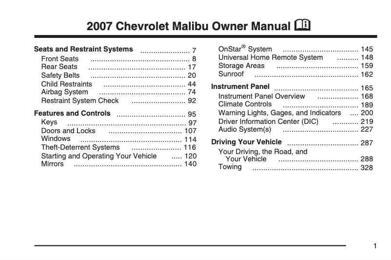 Página 1 del manual Manual de usuario Chevrolet Malibu Maxx (2004)