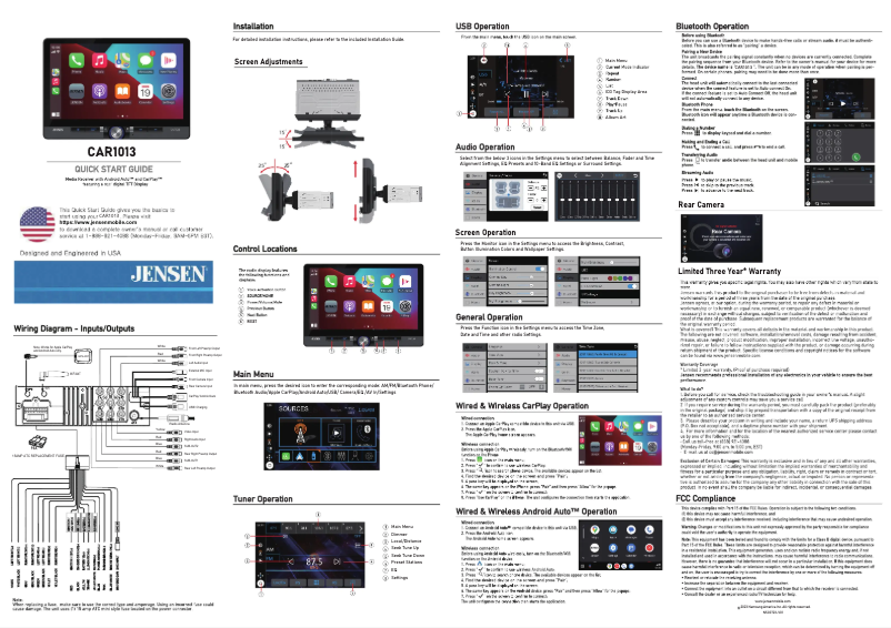 Página 1 del manual Guía de inicio rápido Jensen CAR1013