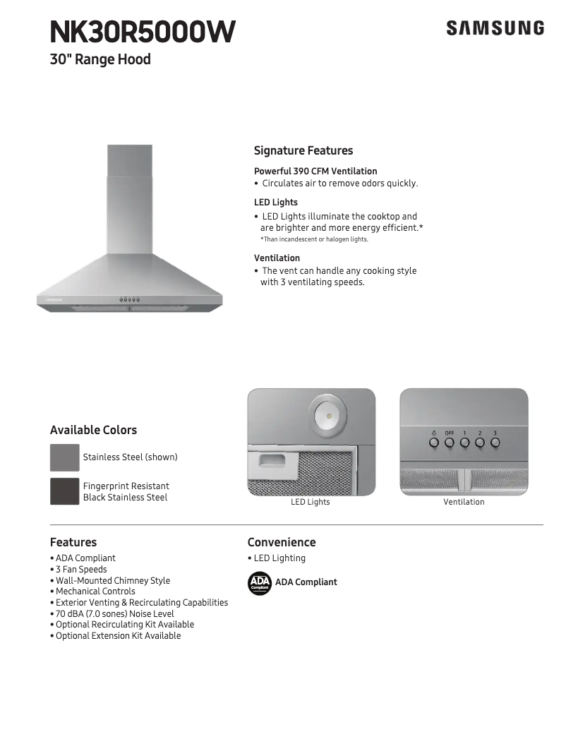 Página 1 del manual Ficha técnica Samsung NK30R5000WG