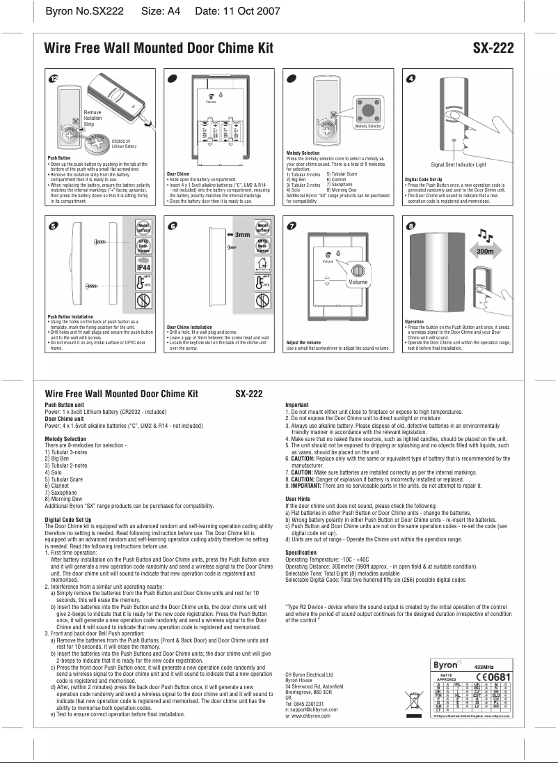 Imagen de la primera página del manual del dispositivo SX222