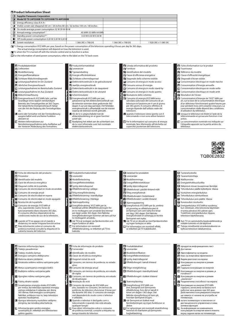 Imagen de la primera página del manual del dispositivo TX-40FS500B