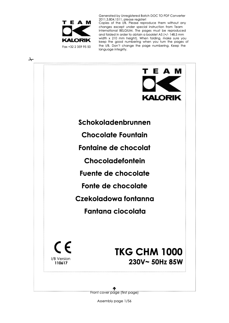 Página 1 del manual Manual de usuario Kalorik TKG CHM 1000