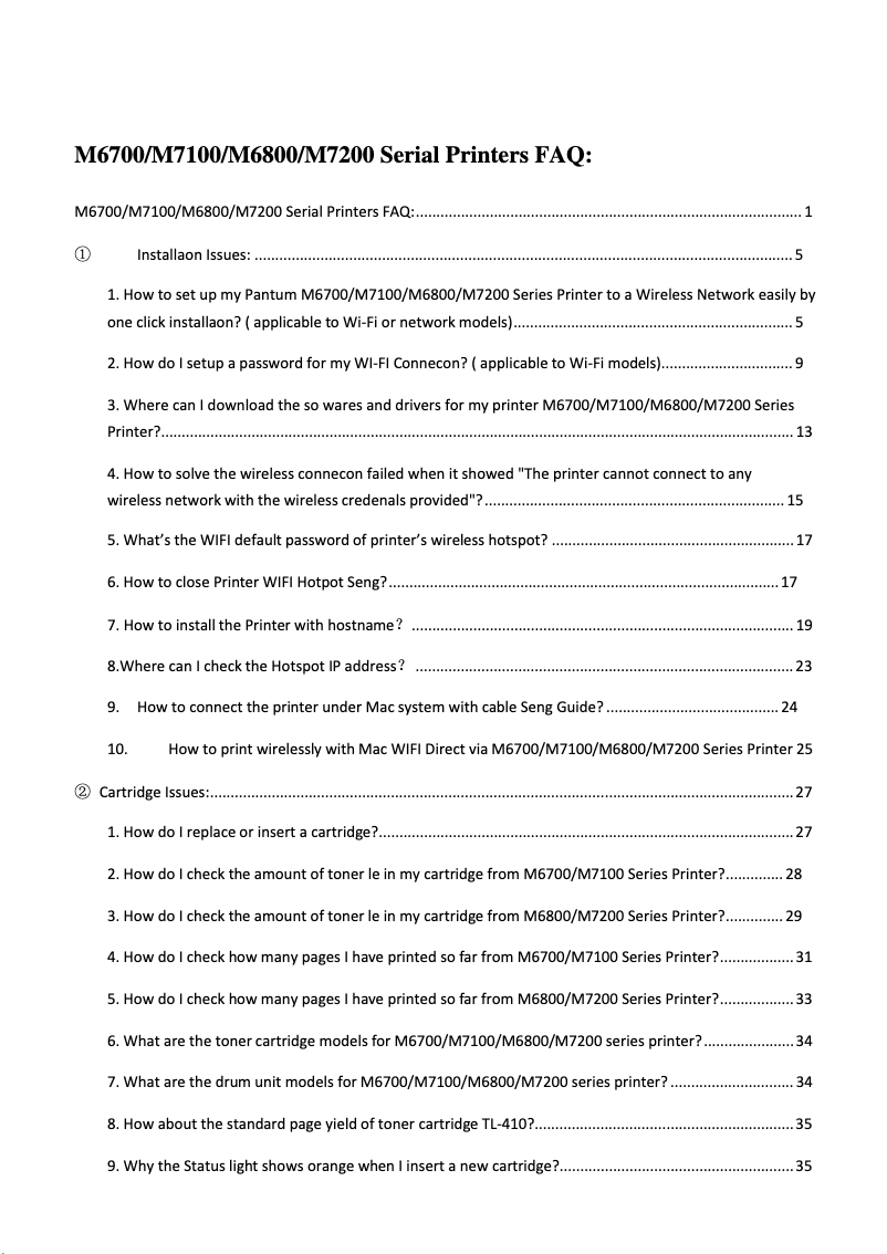Página 1 del manual Preguntas frecuentes Pantum M7206FDW