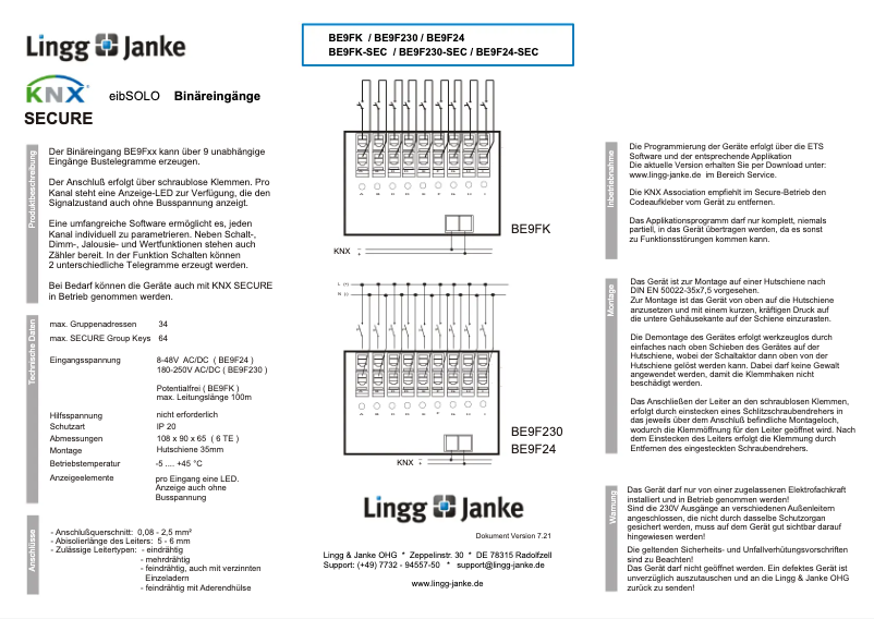 Página 1 del manual Manual de usuario Lingg & Janke BE9FK