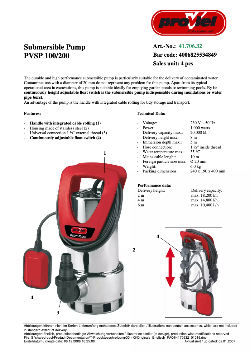 Imagen de la primera página del manual del dispositivo PVSP 100/200