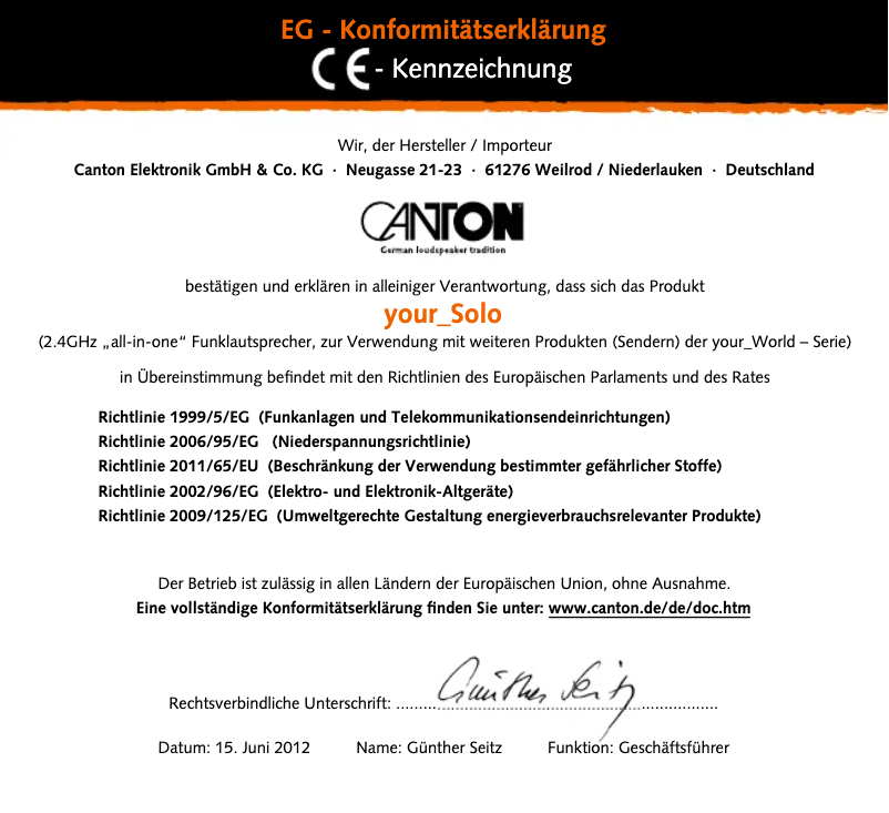 Página 1 del manual Manual de usuario Canton your_Solo