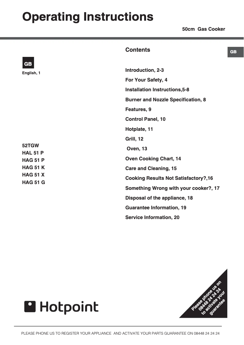 Imagen de la primera página del manual del dispositivo 52TGW