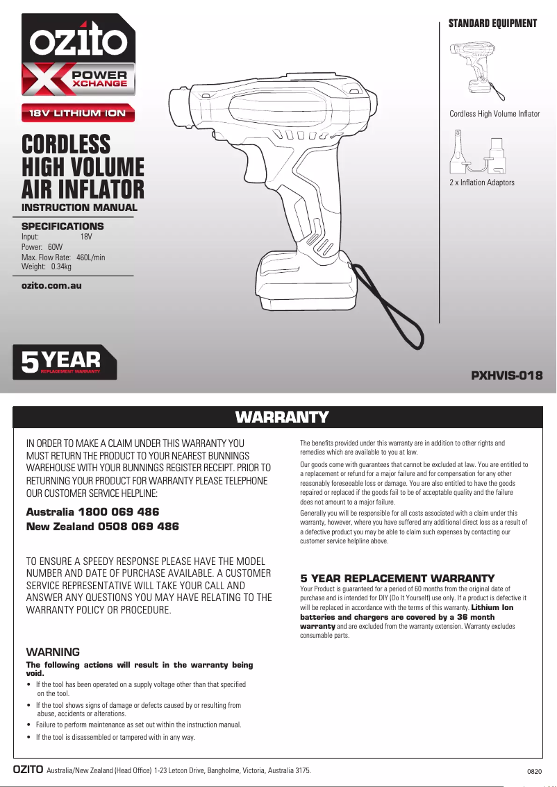 Imagen de la primera página del manual del dispositivo PXHVIS-018