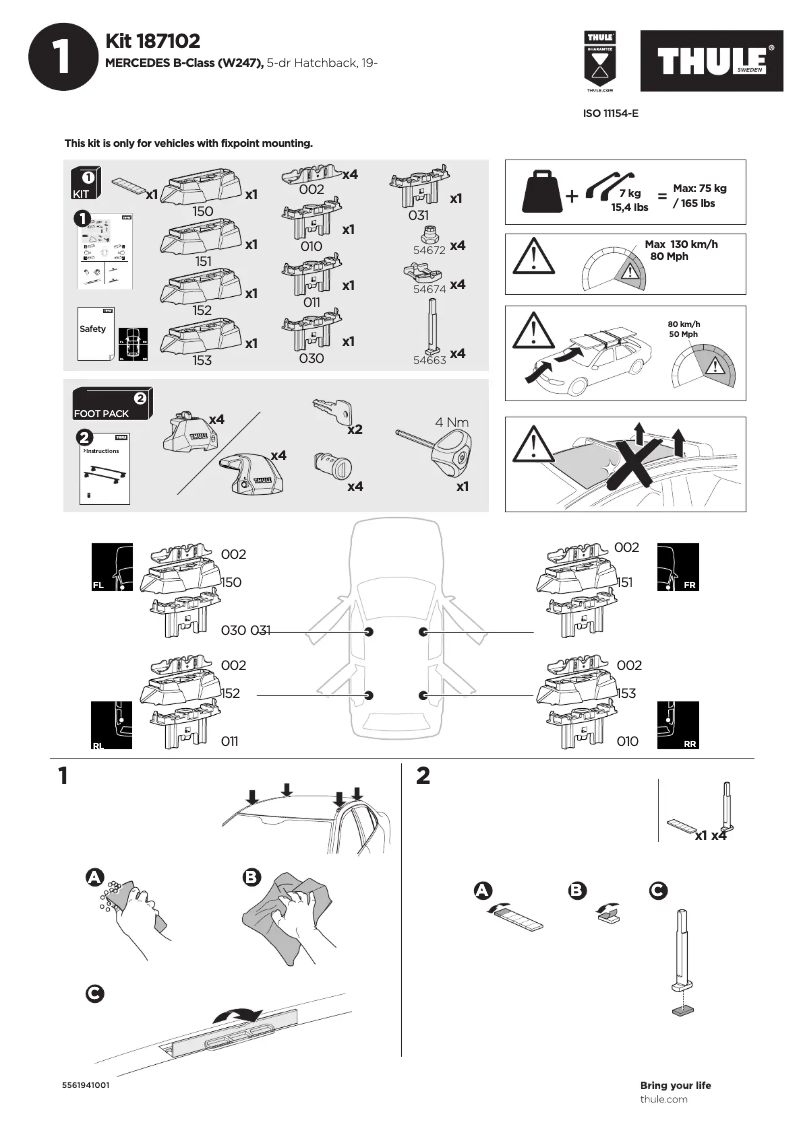 Página nº 1 - Manual de usuario Thule Kit 187102
