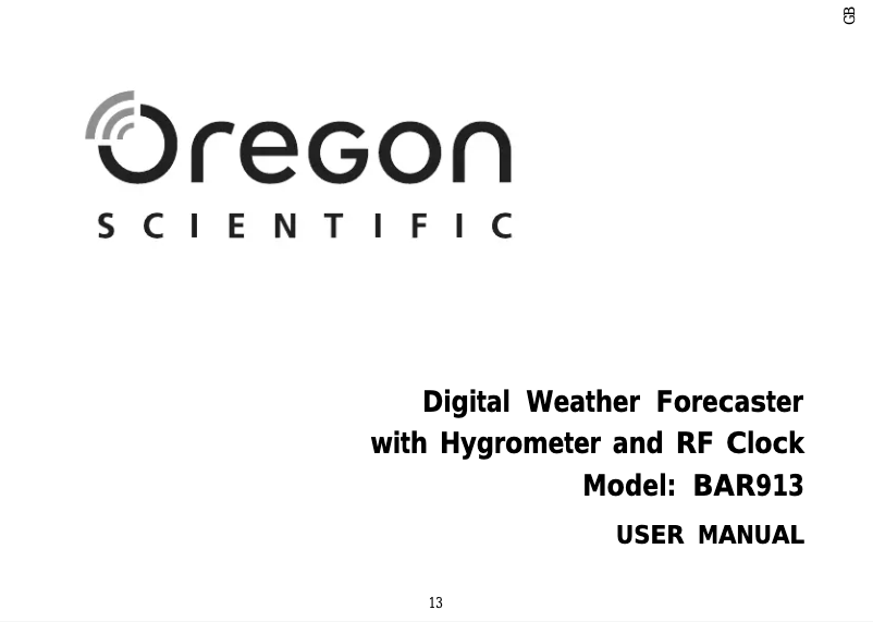 Página 1 del manual Manual de usuario Oregon Scientific BAR913