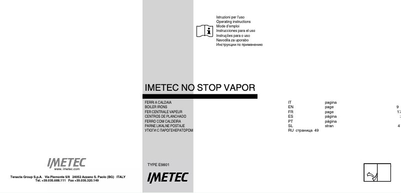 Imagen de la primera página del manual del dispositivo E9801