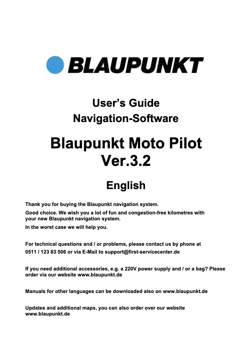 Imagen de la primera página del manual del dispositivo Moto Pilot Ver.3.2