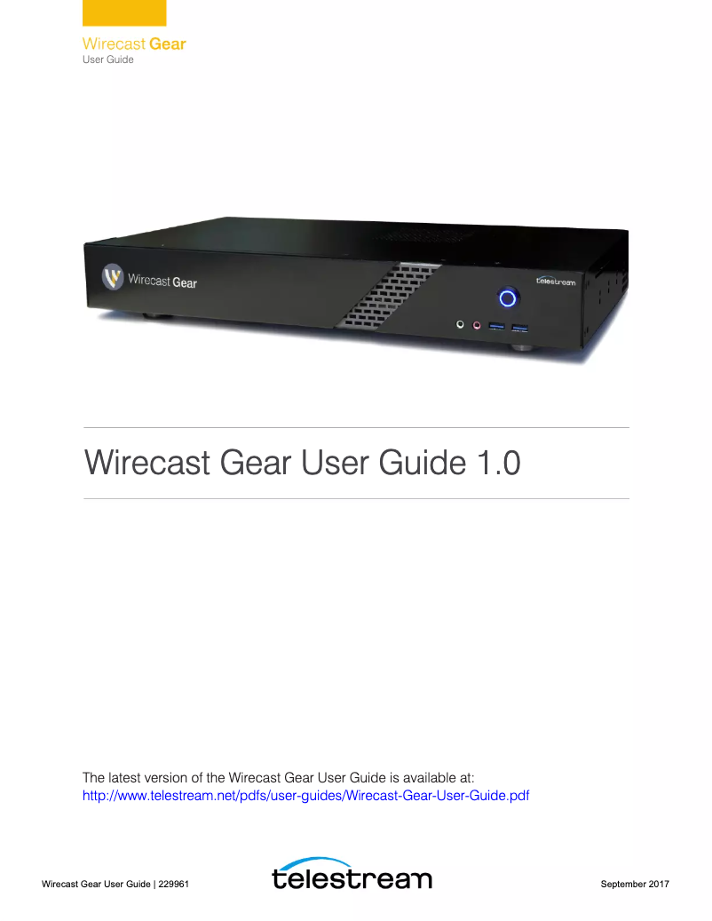 Página 1 del manual Manual de usuario Telestream Wirecast Gear 230