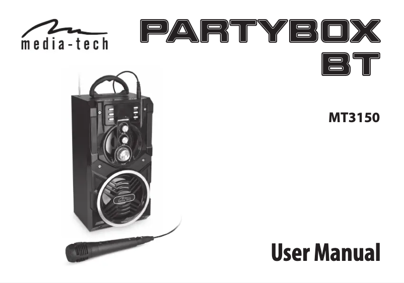 Imagen de la primera página del manual del dispositivo Partybox BT MT3150