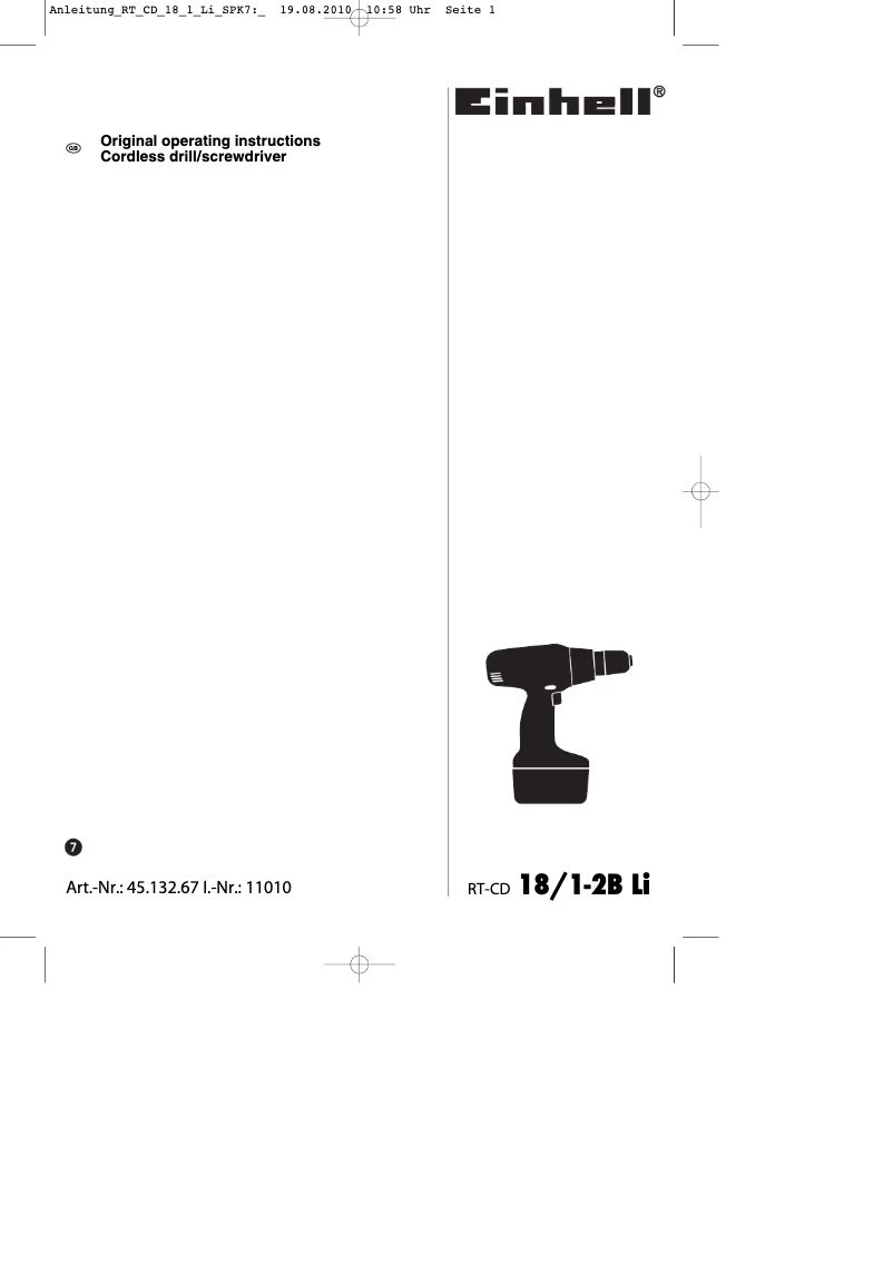 Imagen de la primera página del manual del dispositivo RT-CD 10,8 Li
