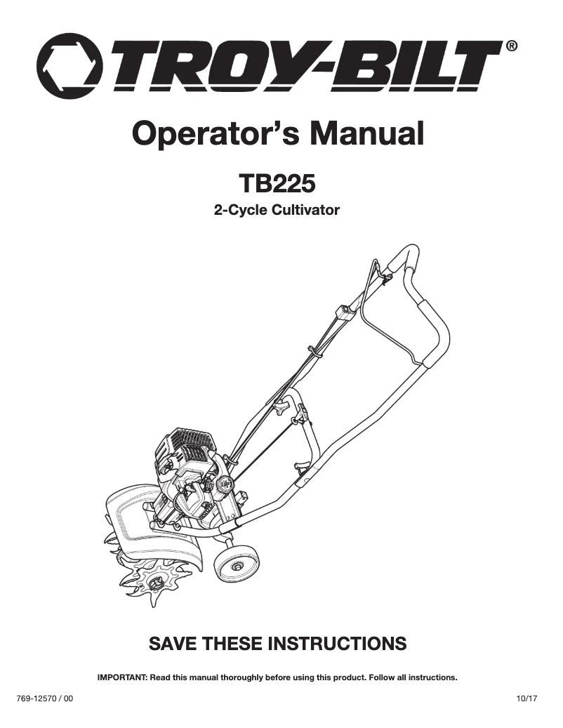 Página 1 del manual Manual de usuario Troy-Bilt TB225