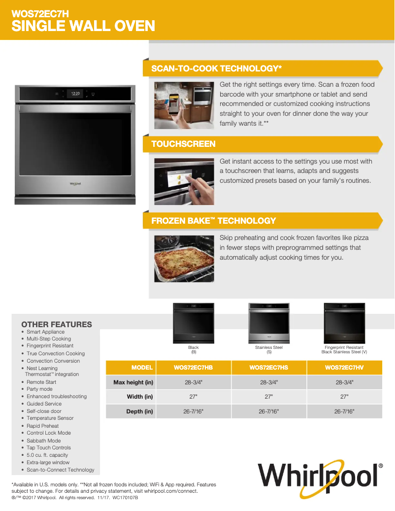Página 1 del manual Ficha técnica Whirlpool WOS72EC7HS