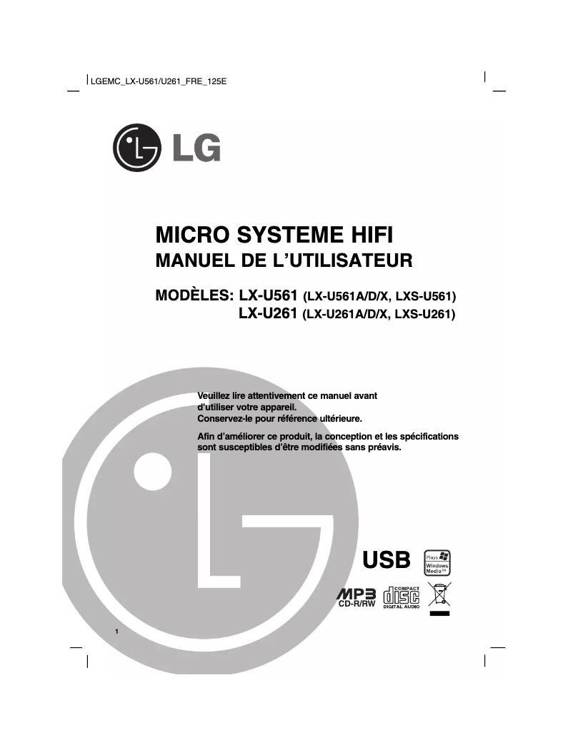 Imagen de la primera página del manual del dispositivo LX-U561A