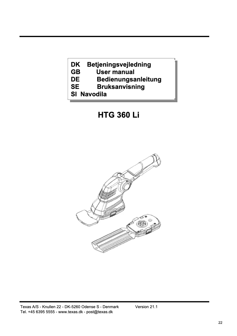 Imagen de la primera página del manual del dispositivo HTG360Li