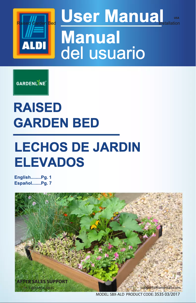 Página 1 del manual Manual de usuario Gardenline Raised Garden Bed SBX-ALD