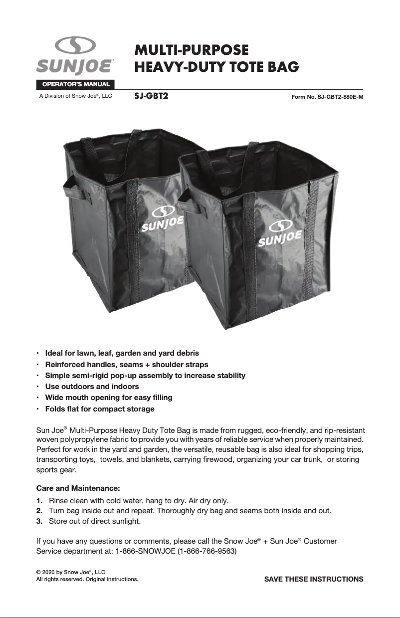 Página 1 del manual Manual de usuario Sun Joe SJ-GBT2