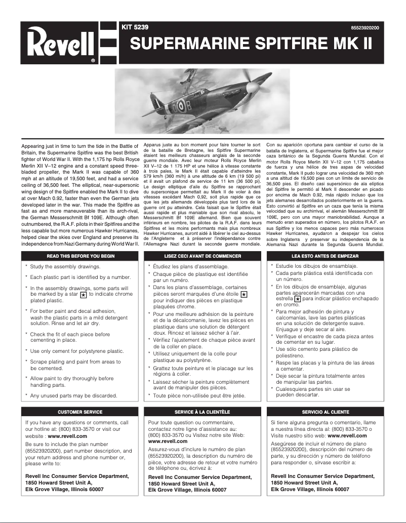 Imagen de la primera página del manual del dispositivo Spitfire MKII