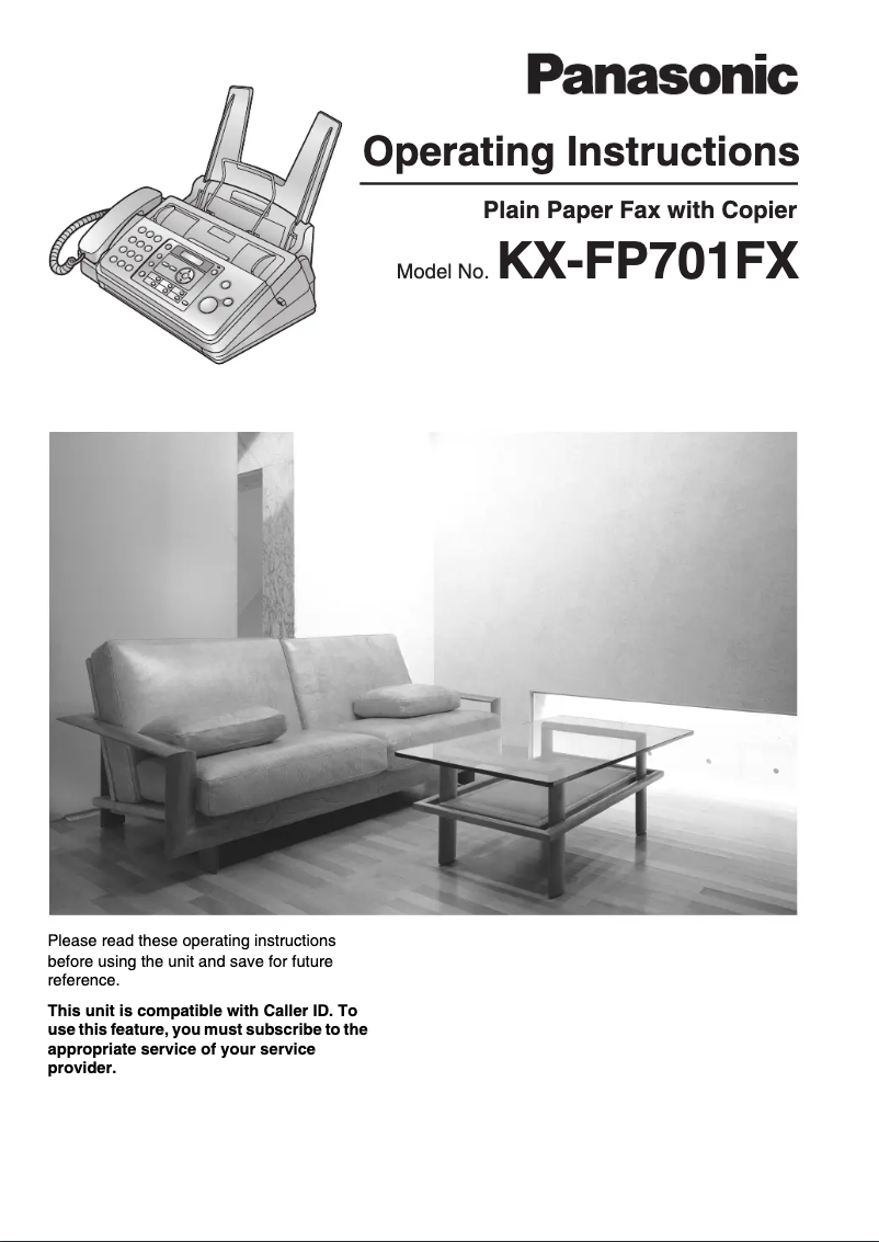 Imagen de la primera página del manual del dispositivo KX-FP701FX