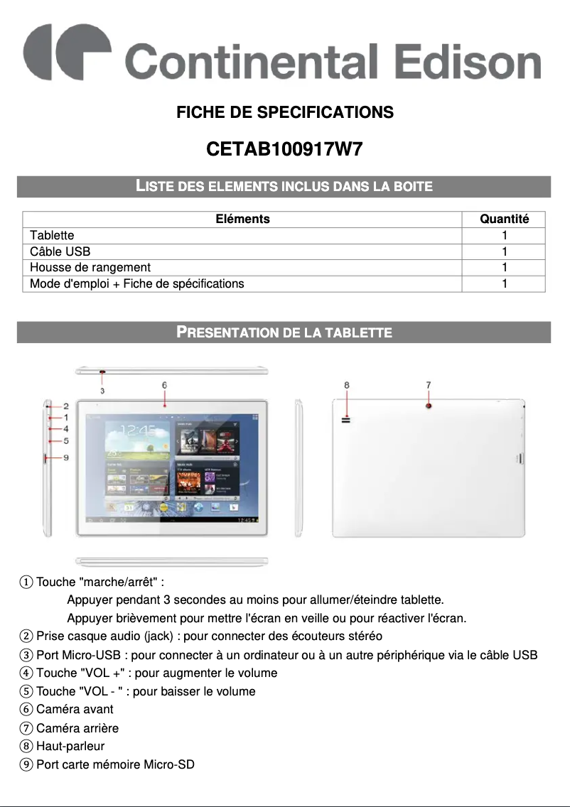 Imagen de la primera página del manual del dispositivo CETAB100917W7