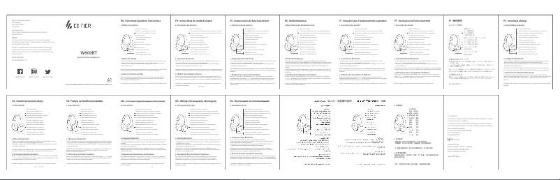 Página 1 del manual Manual de usuario Edifier W600BT