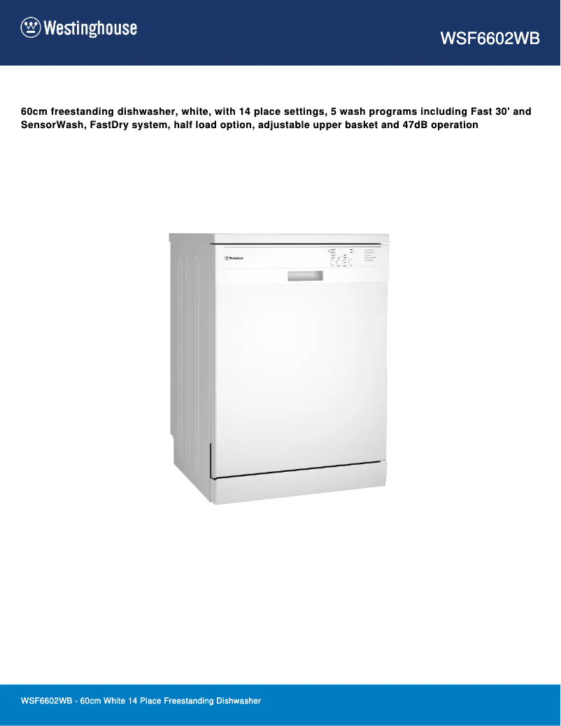 Imagen de la primera página del manual del dispositivo WSF6602WB