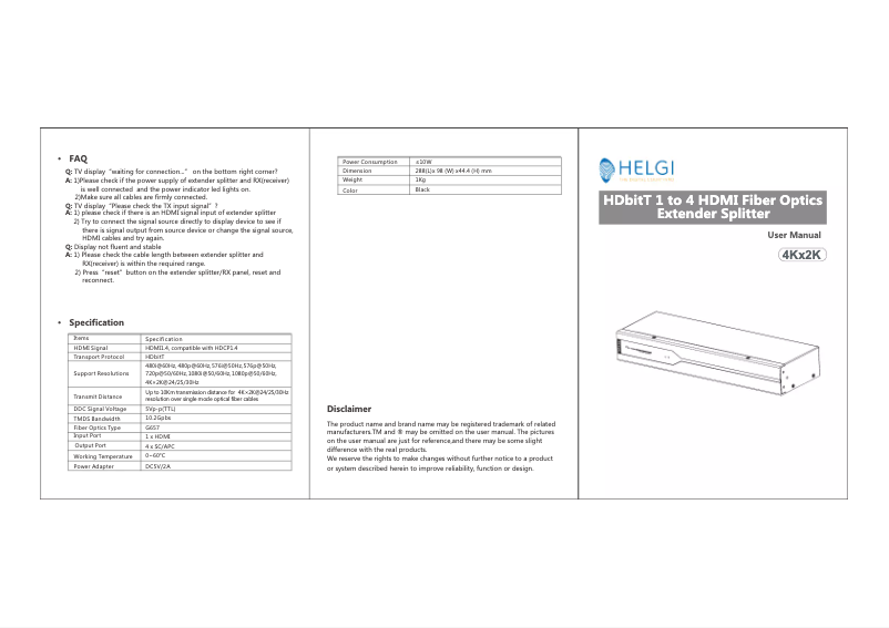 Página 1 del manual Manual de usuario HELGI HLG0314-4K-FC