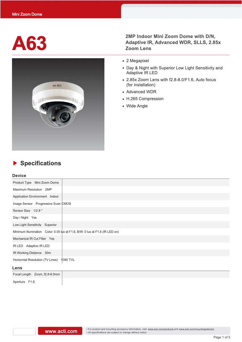 Imagen de la primera página del manual del dispositivo A63