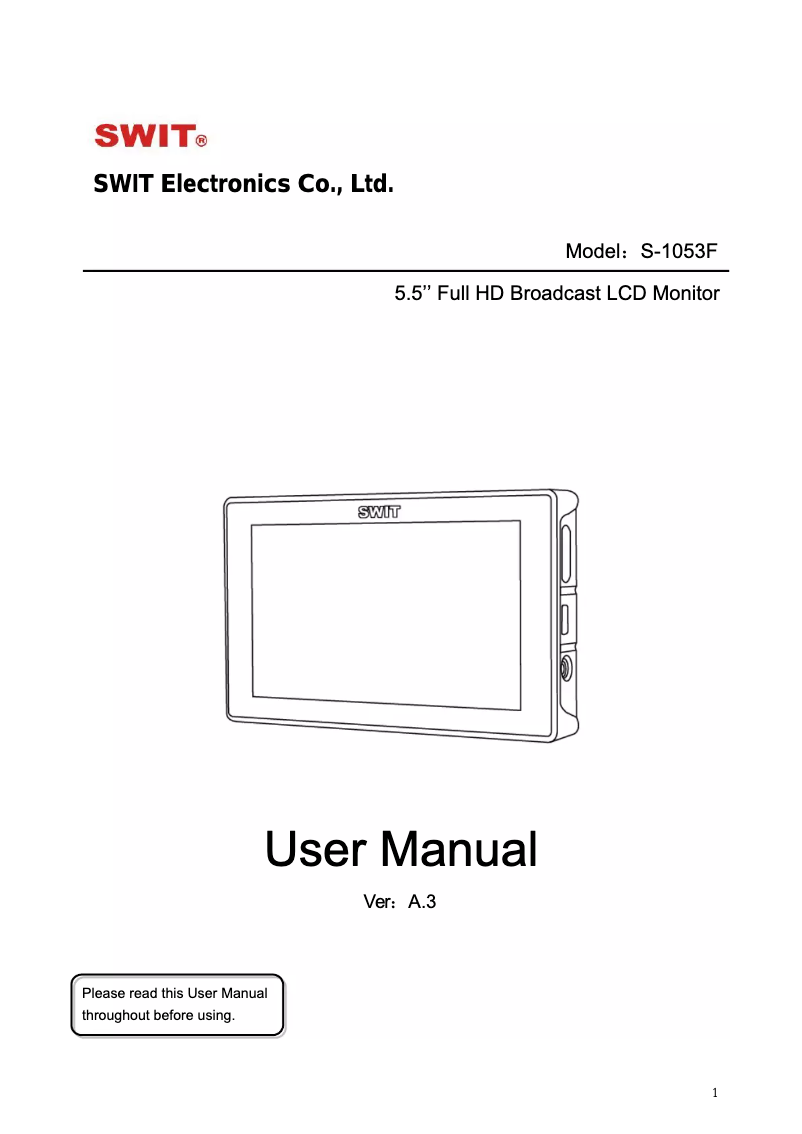 Página 1 del manual Manual de usuario SWIT S-1053F