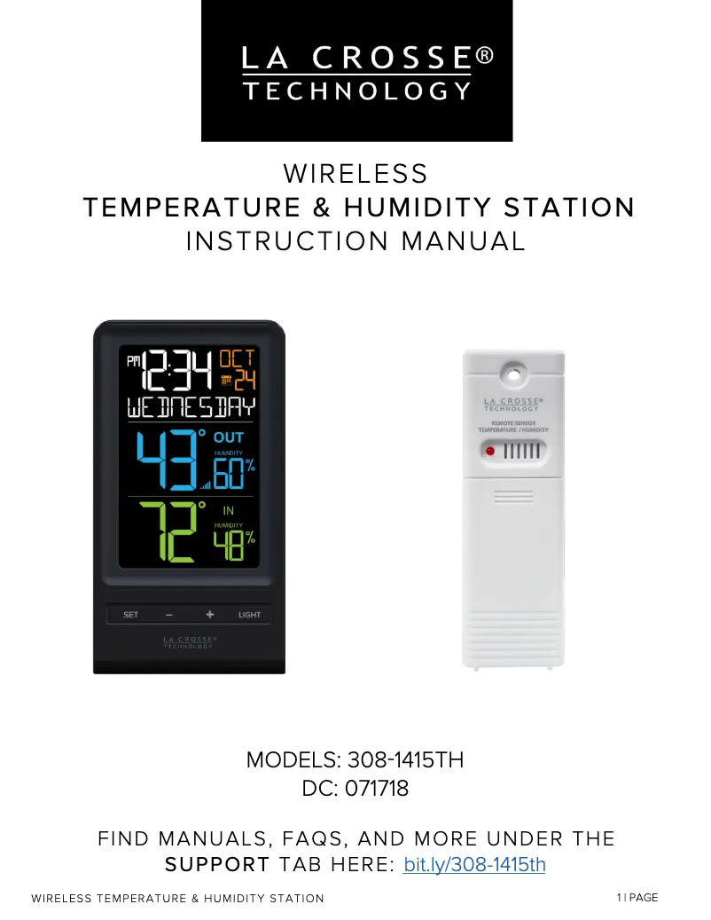 Imagen de la primera página del manual del dispositivo 308-1415TH