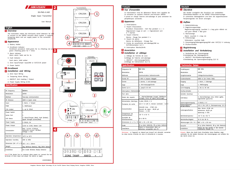 Página 1 del manual Manual de usuario Hikvision DS-PM1-I1-WE