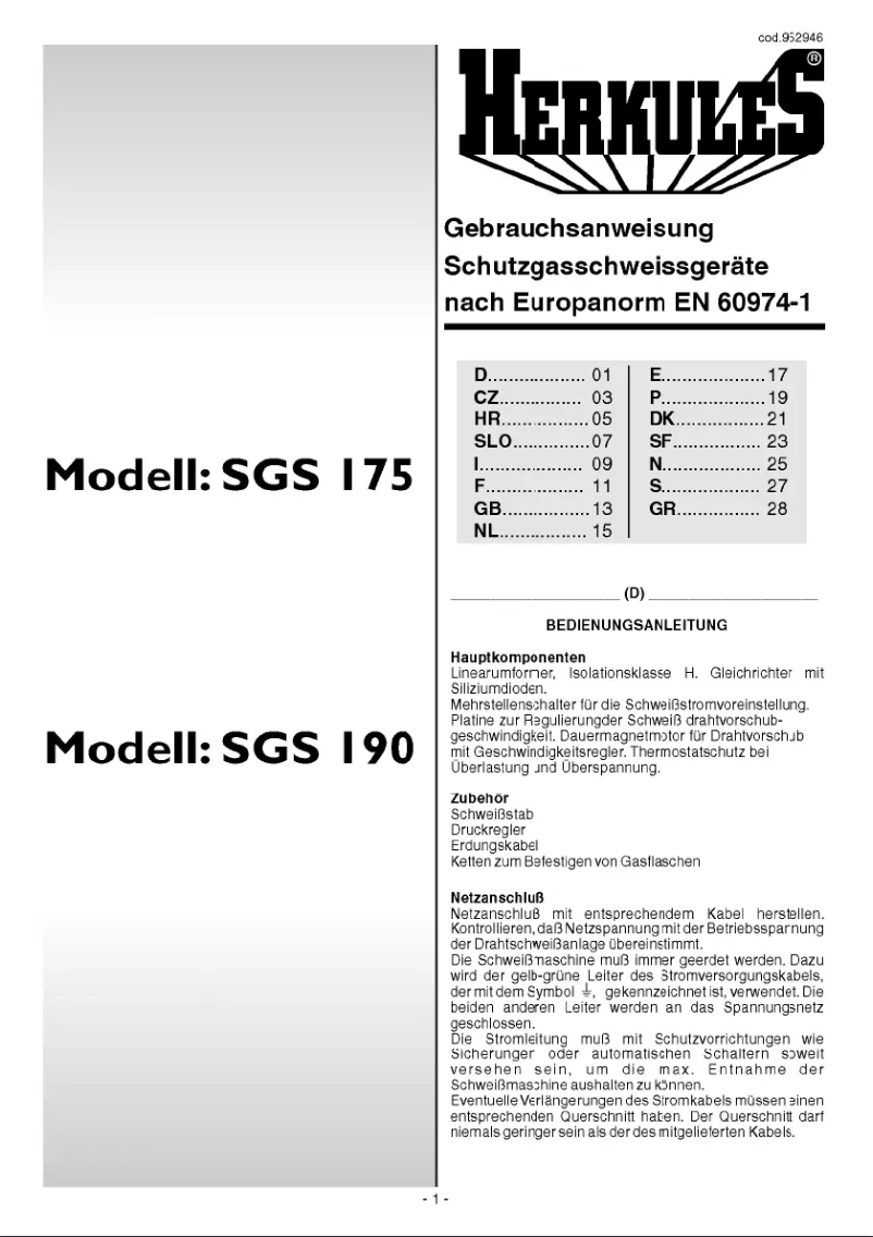 Imagen de la primera página del manual del dispositivo SGS 175 Turbo