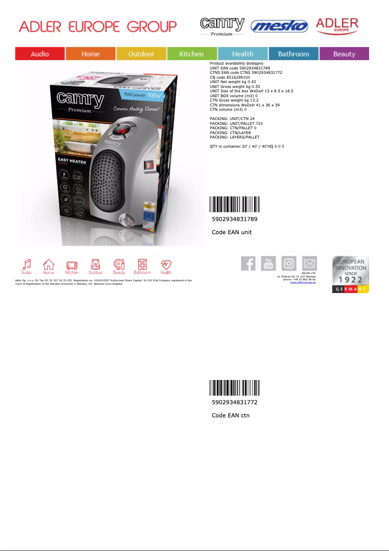 Imagen de la primera página del manual del dispositivo CR 7715