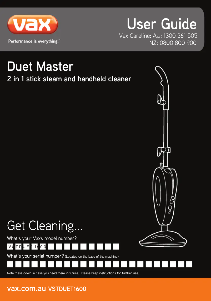 Página nº 1 - Manual de usuario Vax Duet Master