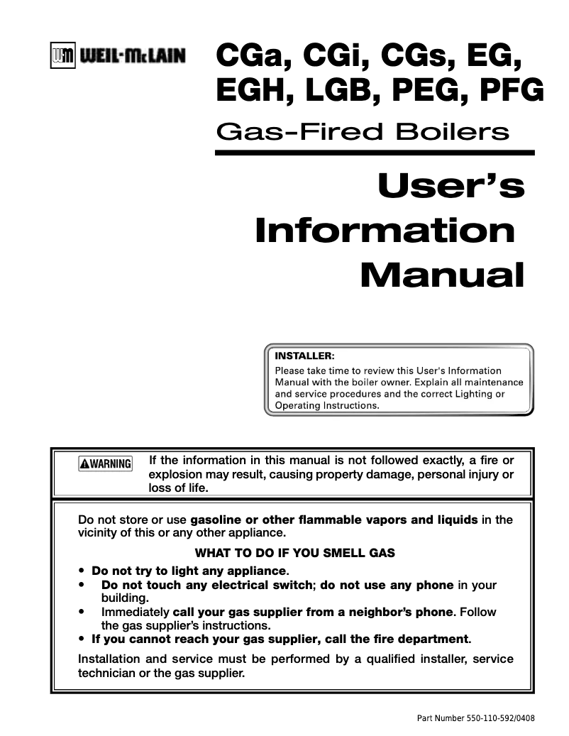 Página 1 del manual Manual de usuario Weil-McLain CGA