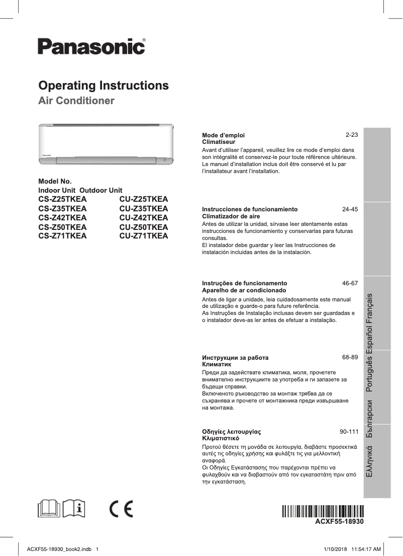Página 1 del manual Manual de usuario Panasonic CU-Z71TKEA