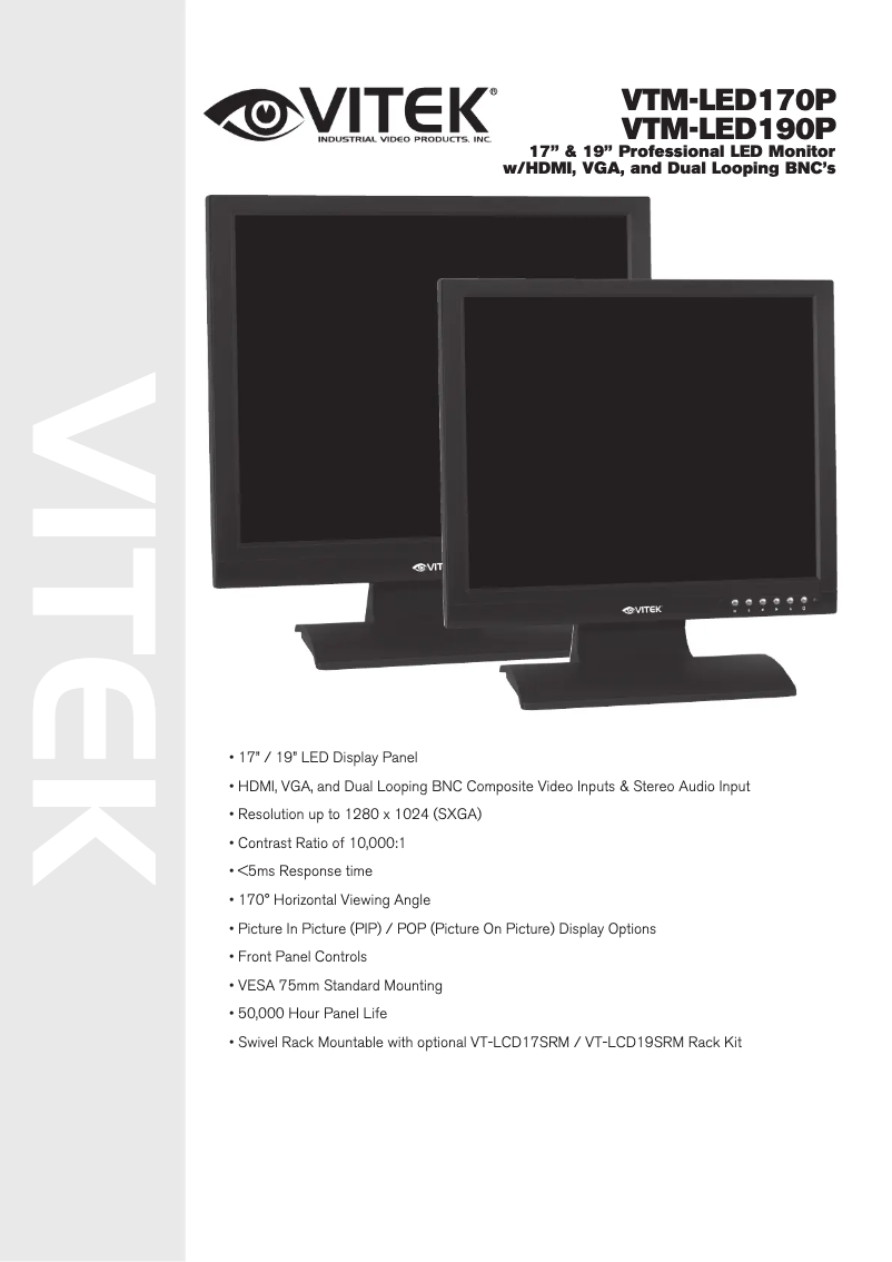 Imagen de la primera página del manual del dispositivo VTM-LED190P