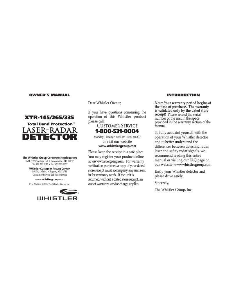 Imagen de la primera página del manual del dispositivo XTR-265