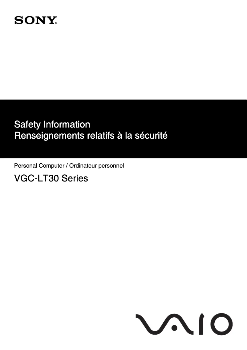 Página nº 1 - Instrucciones de seguridad Sony Vaio VGC-LT32E
